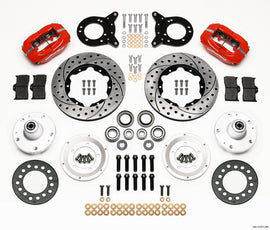 Wilwood Forged Dynalite Front Kit 11.00in Drilled Red 1965-1969 Mustang Disc & Drum Spindle
