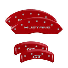 Load image into Gallery viewer, MGP 4 Caliper Covers Engrvd Front No bolts/Tbird Engrvd Rear/Tbird Emblem Red fnsh slvr ch