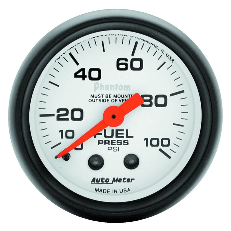 Autometer Phantom 52mm 100 PSI Mechanical Fuel Pressure Gauge