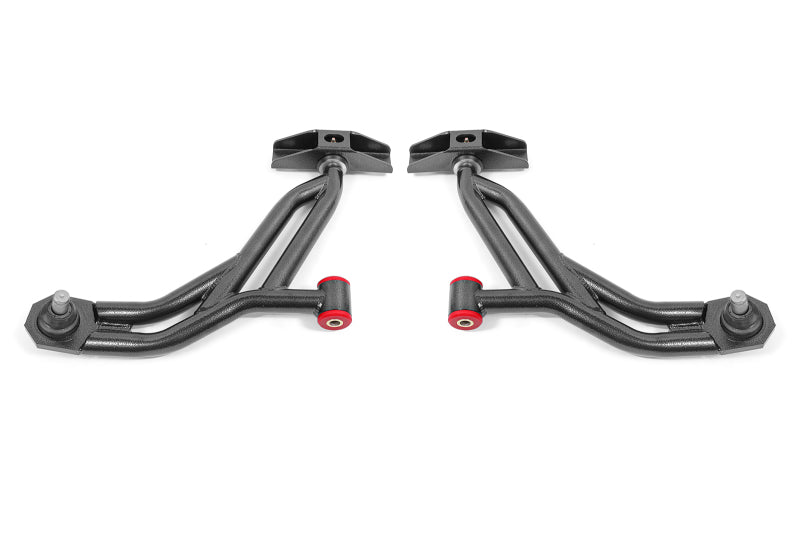 BMR 10-14 Ford Mustang Non-Adj. Lower A-Arms Delrin/Rod w/ 19mm Tall Ball Joint - Black Hammertone - GTR Auto