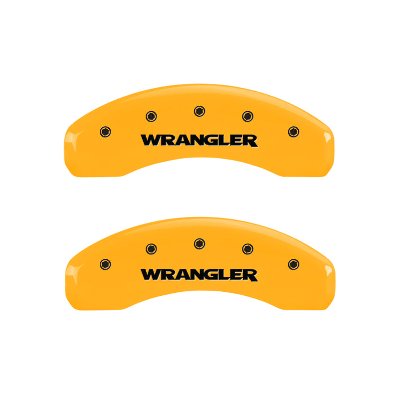 MGP 4 Caliper Covers Engraved Front & Rear Wrangler Yellow Finish Black Char 2003 Jeep Wrangler