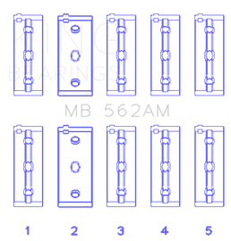 King Engine Bearings Fiat / Lancia / Seat 4cyl  (Size STD) Main Bearing Set