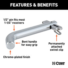 Load image into Gallery viewer, Curt 1/2in Swivel Hitch Pin (1-1/4in Receiver Chrome Packaged)