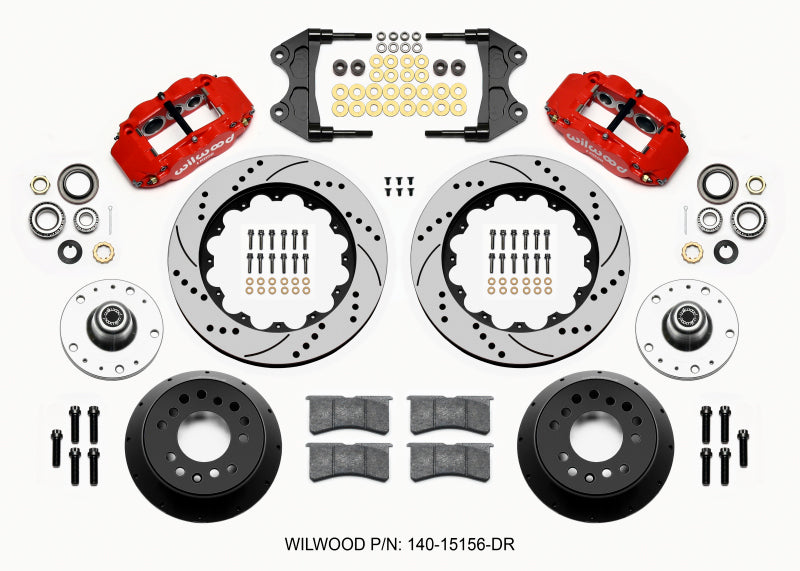 Wilwood Narrow Superlite 6R Front Hub Kit 14.00in Drill Red WWE ProSpindle (5x4.75in 5x5.00in Hub)