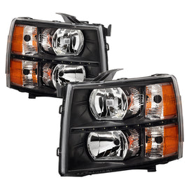xTune Chevy Silverado 07-13 Crystal Headlights w/ LED Black HD-JH-CS07-LED-BK