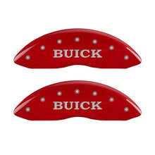 Load image into Gallery viewer, MGP 4 Caliper Covers Engraved Front Buick Engraved Rear Buick Shield Red finish silver ch