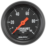 Autometer Z Series 2-1/16in 0-100 PSI Mechanical Exhaust Pressure Gauge