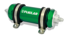 Fuelab 828 In-Line Fuel Filter Long -12AN In/Out 6 Micron Fiberglass - Green - GTR Auto