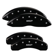 Load image into Gallery viewer, MGP 4 Caliper Covers Engraved Front &amp; Rear MOPAR Black finish silver ch