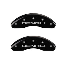 Load image into Gallery viewer, MGP 4 Caliper Covers Engraved Front &amp; Rear Denali Black finish silver ch