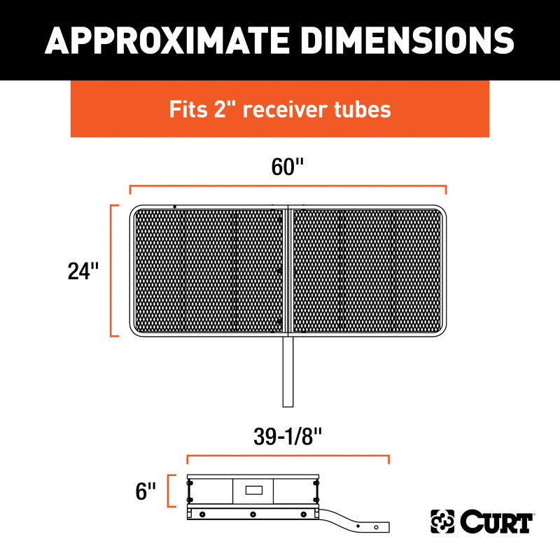 Curt 60in x 24in Basket-Style Cargo Carrier (Fixed 2in Shank)