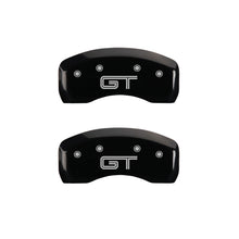 Load image into Gallery viewer, MGP 4 Caliper Covers Engraved Front Mustang Engraved Rear S197/GT Black finish silver ch