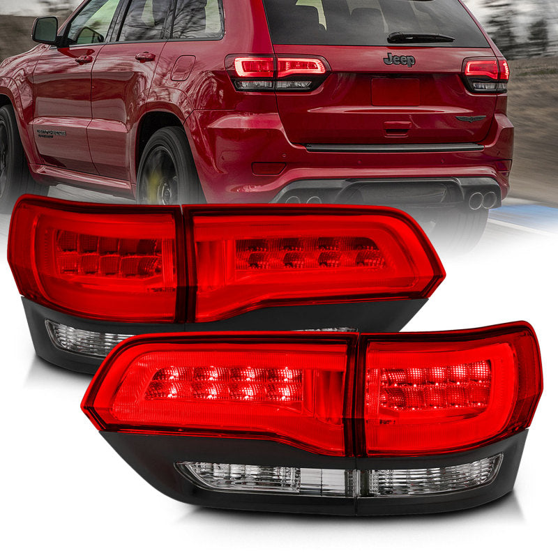 ANZO 2014-2016 Jeep Grand Cherokee LED Taillights Red/Clear