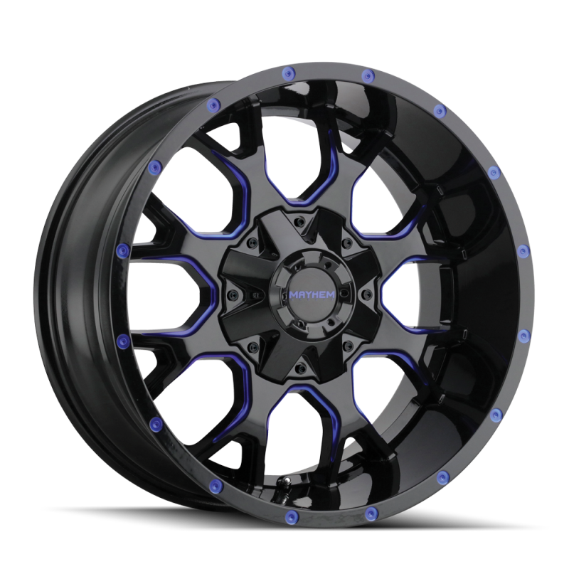 Mayhem 8015 Warrior 17x9 / 8x165.1 BP / 18mm Offset / 130.8mm Hub Black w/ Prism Blue Wheel