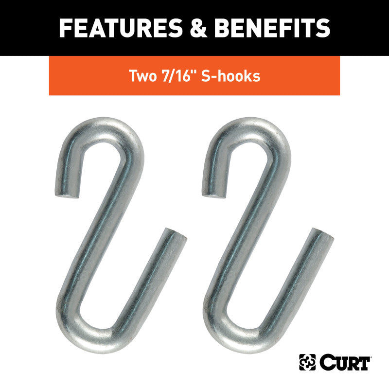 Curt 48in Safety Chain w/2 S-Hooks (5000lbs Clear Zinc Packaged)