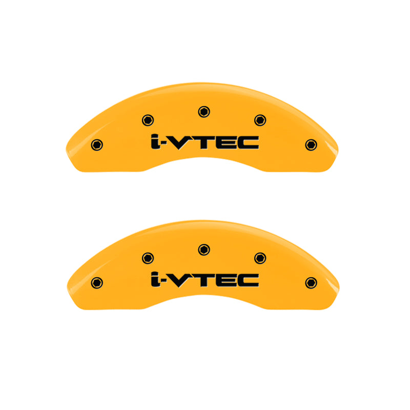 MGP 4 Caliper Covers Engraved Front & Rear I-Vtec Yellow Finish Black Char 2005 Honda Accord