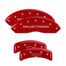 Load image into Gallery viewer, MGP 4 Caliper Covers Engraved Front Mustang Engraved Rear Pony Red finish silver ch