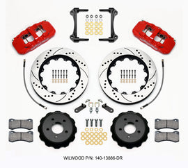 Wilwood AERO6 Front Hat Kit 14.00 Drilled Red 15-23 Mustang w/Lines