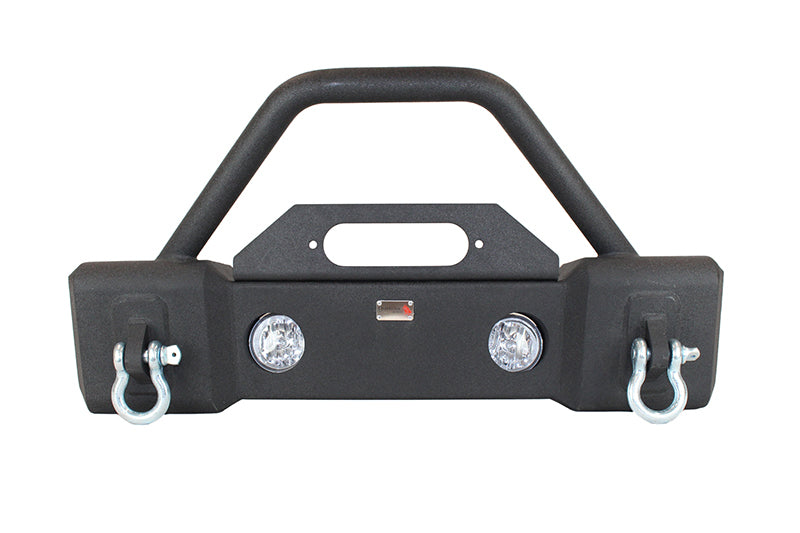 Fishbone Offroad 07-18 Jeep Wrangler JK Stubby Bumper W/Tube Guard - Black Textured Powdercoated