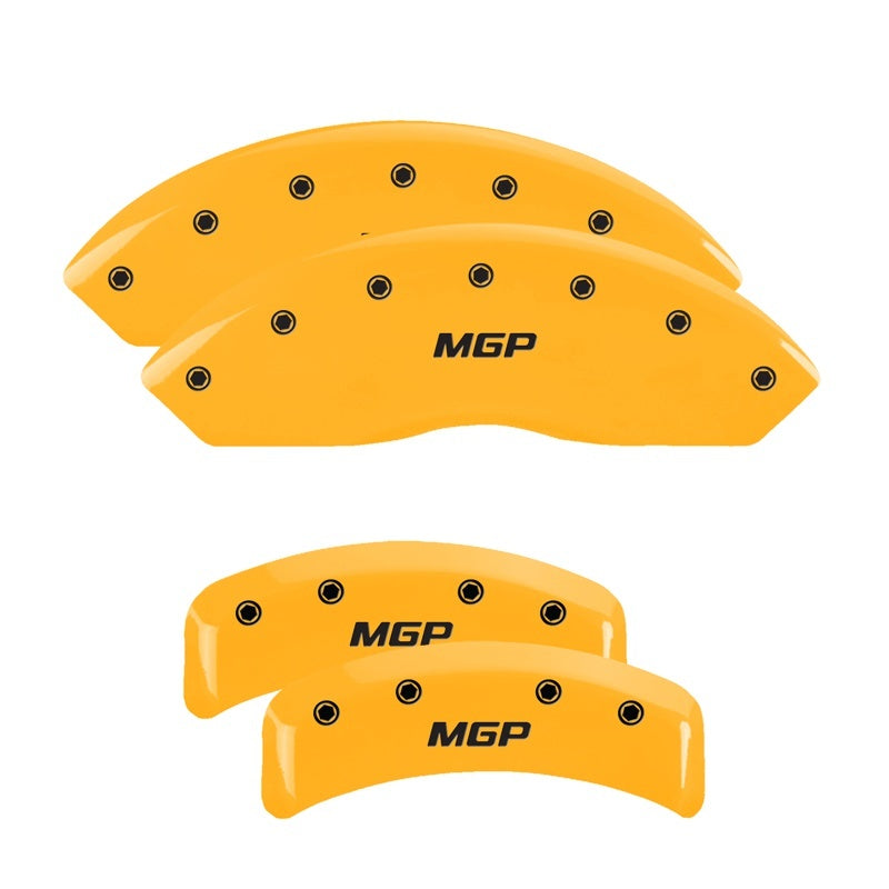 MGP 4 Caliper Covers Engraved Front & Rear MGP Yellow Finish Black Char 2001 Subaru Outback