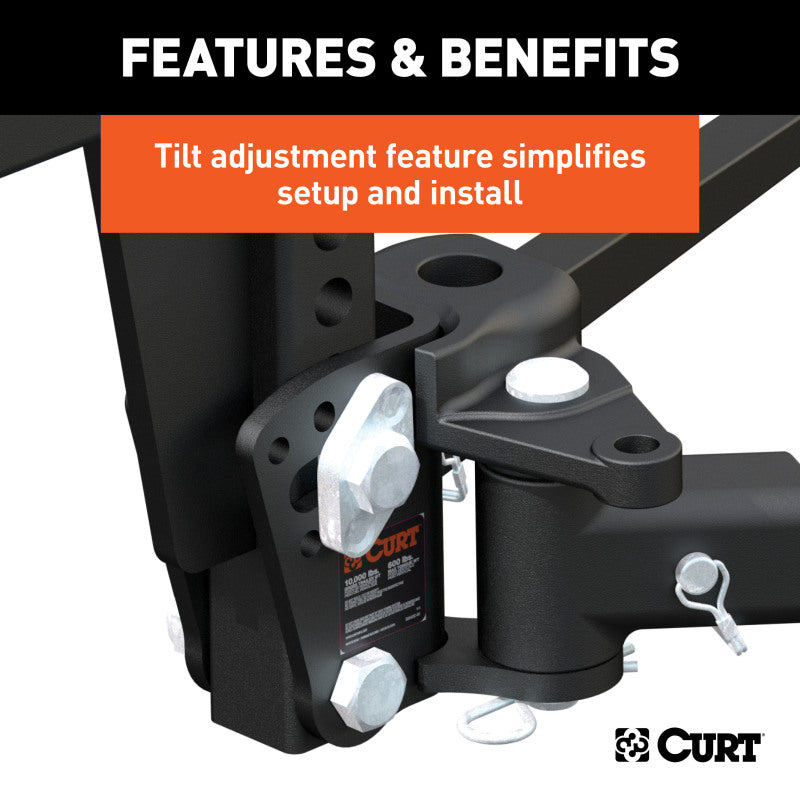 Curt Deep Drop Trunnion Bar Weight Distribution Hitch (8,000 - 10,000 LBS, 30-5/8in Bars)