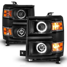 Load image into Gallery viewer, ANZO 14-15 Chevrolet Silverado 1500 Projector Headlights w/ Halo Black Housing w/ Black Trim