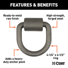 Load image into Gallery viewer, Curt 3inx 3in Weld-On Tie-Down D-Ring (6100lbs Raw Steel)