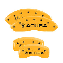 Load image into Gallery viewer, MGP 4 Caliper Covers Engraved Front &amp; Rear Acura Yellow Finish Black Char 2006 Acura TL