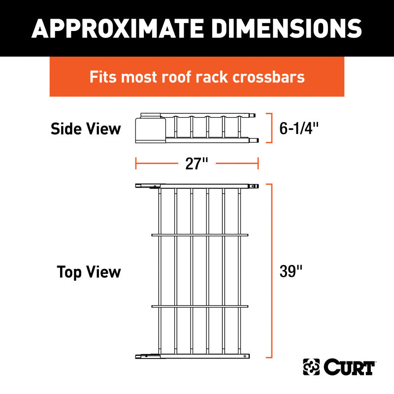 Curt 21in x 37in Roof Rack Cargo Carrier Extension