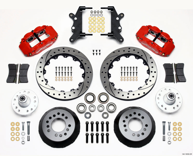 Wilwood Narrow Superlite 6R Front Hub Kit 12.88in Drill Red 60-68 Ford / Mercury Full Size / Galaxie