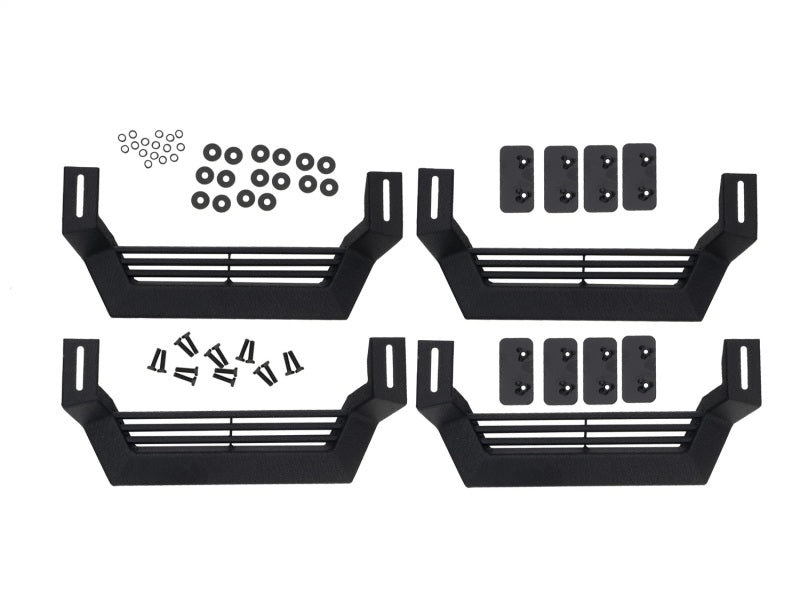 Rampage 1999-2019 Jeep Rock Rail Short Step Universal 4 Piece Set - Black