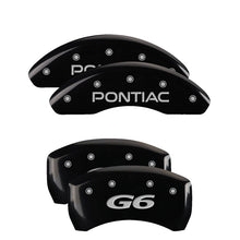 Load image into Gallery viewer, MGP 4 Caliper Covers Engraved Front Pontiac Engraved Rear G6 Black finish silver ch