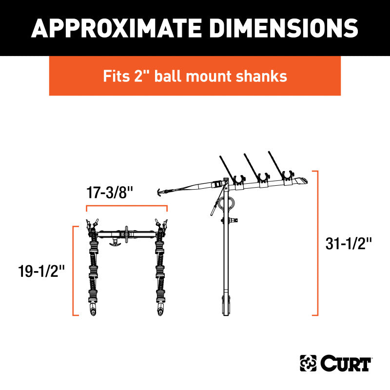 Curt Clamp-On Bike Rack (3 Bikes Fits Over 2in Shank)