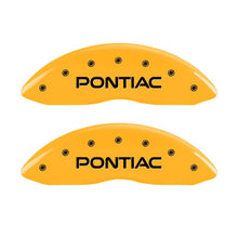 Load image into Gallery viewer, MGP 4 Caliper Covers Engraved Front &amp; Rear Pontiac Yellow Finish Black Char 2001 Pontiac Firebird