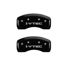 Load image into Gallery viewer, MGP 4 Caliper Covers Engraved Front &amp; Rear I-Vtec Black Finish Silver Char 2010 Honda Civic