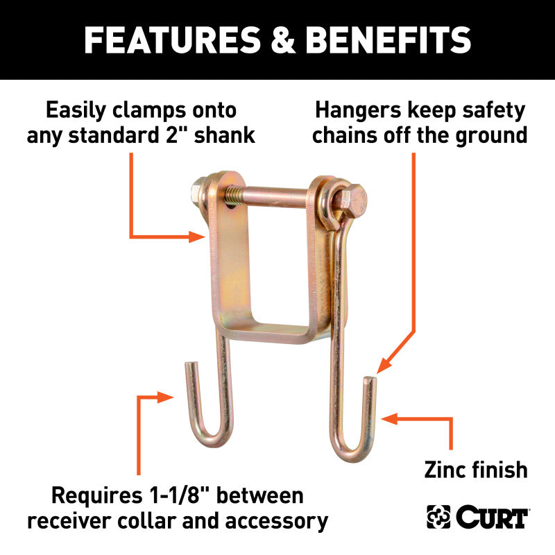 Curt Trailer Safety Chain Holder Bracket w/ 2in Shank