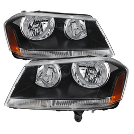 xTune Dodge Avenger 08-14 Crystal Headlights Black HD-JH-DA08-AM-BK