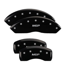 Load image into Gallery viewer, MGP 4 Caliper Covers Engraved Front Mustang Engraved Rear Bar &amp; Pony Black finish silver ch