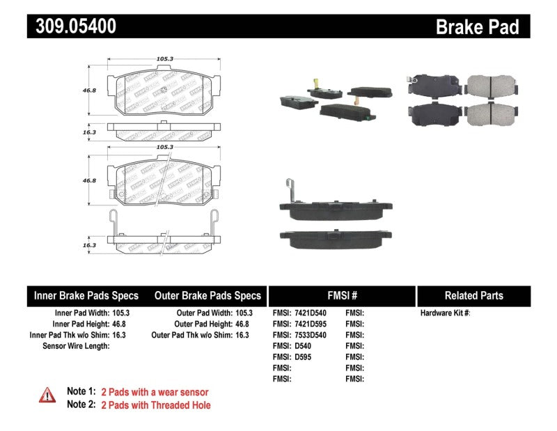 StopTech Performance 91-11/00 Infiniti G20/95-10/00 I30/I35 / 9/90-10/00 Maxima Rear Brake Pads