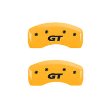 Load image into Gallery viewer, MGP 4 Caliper Covers Engraved Front Mustang Rear Sn95/Gt Yellow Finish Black Char 1997 Ford Mustang