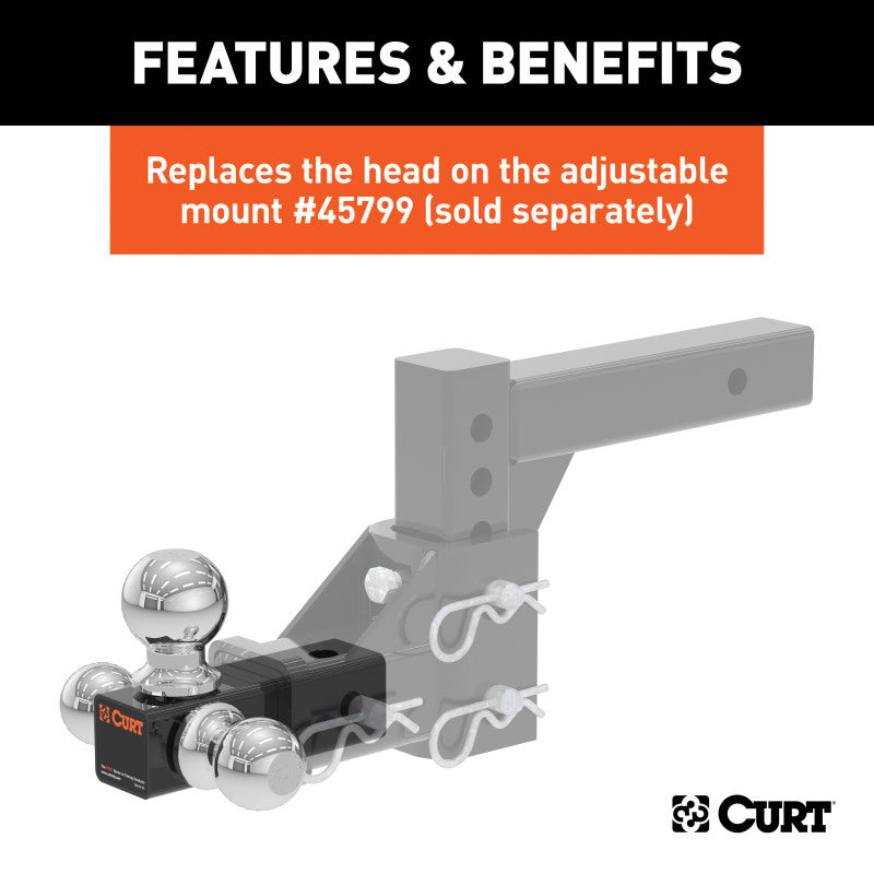 Curt Replacement Adjustable Tri-Ball Head for 45799