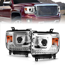 Load image into Gallery viewer, ANZO 14-15 GMC Sierra 1500/2500HD/3500HD Plank Style Projector Headlight - Chrome Housing