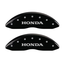 Load image into Gallery viewer, MGP 4 Caliper Covers Engraved Front &amp; Rear Honda Black finish silver ch