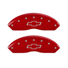 Load image into Gallery viewer, MGP 4 Caliper Covers Engraved Front &amp; Rear Bowtie Red finish silver ch