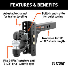 Load image into Gallery viewer, Curt Adjustable Channel Mount w/2-5/16in Ball &amp; Pintle (2in Shank 13000lbs)