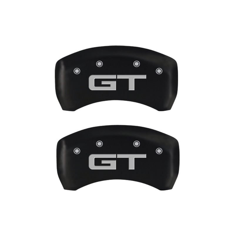 MGP 4 Caliper Covers Engraved Front & Rear Oval logo/Ford Black finish silver ch