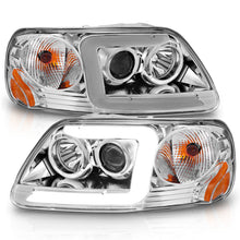 Load image into Gallery viewer, ANZO 1997-2003 Ford F-150 Projector Headlights w/ Light Bar Chrome Housing