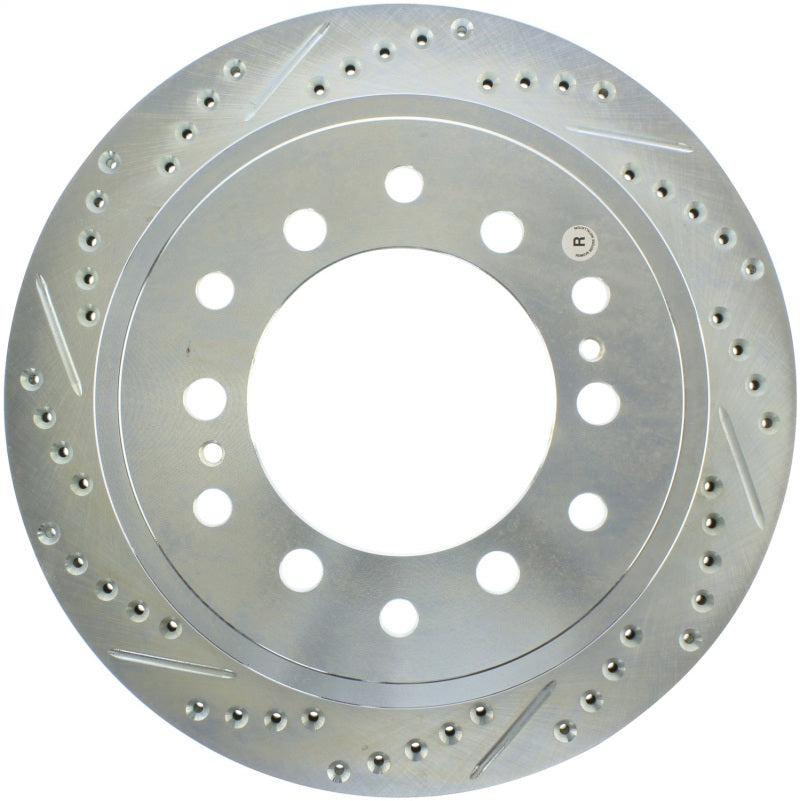 StopTech 10-19 Lexus GX / Toyota 4Runner Select Sport Slotted & Drilled Rear Right Rotor