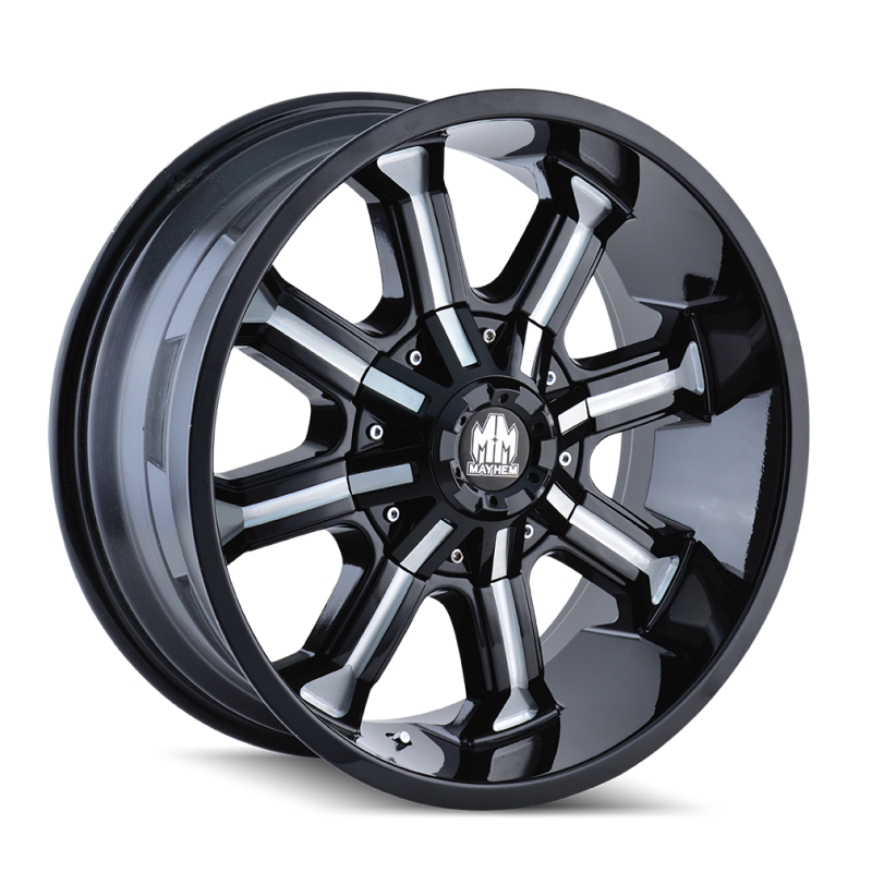 Mayhem 8102 Beast 18x9 / 8x165.1 BP / -12mm Offset / 130.8mm Hub Black w/ Milled Spokes Wheel