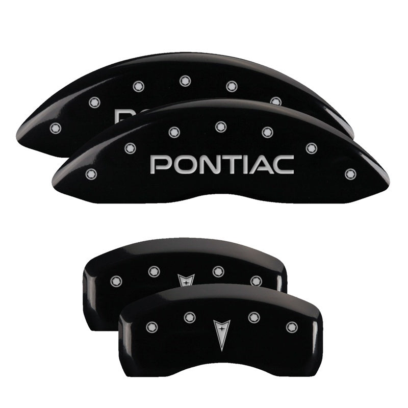 MGP 4 Caliper Covers Engraved Front Pontiac Engraved Rear G6 Black finish silver ch